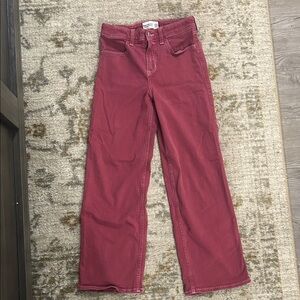 Abercrombie Kids High Rise Wide Leg Red Jeans